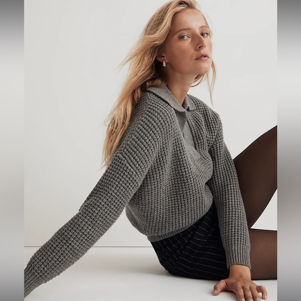 Madewell Gray V-Neck Sweater